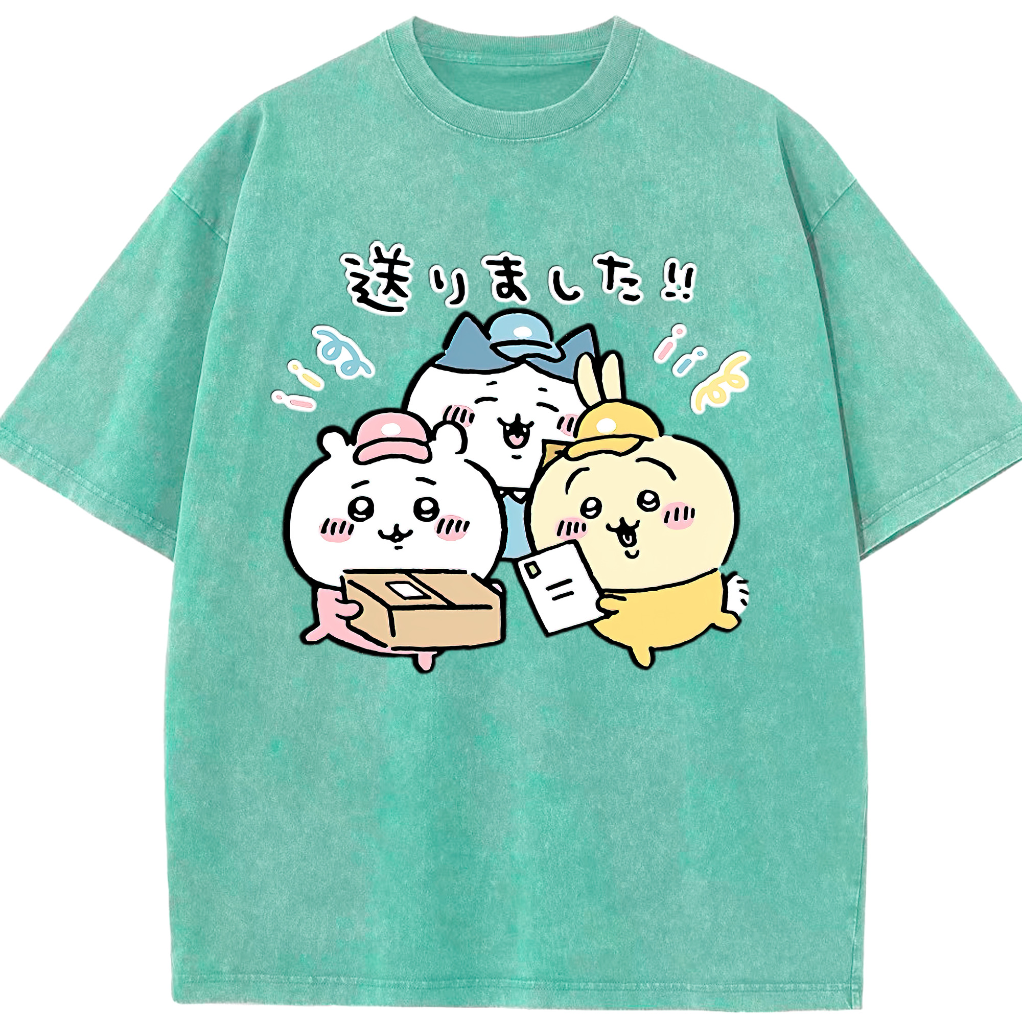 （画像用） ちいかわ ハチワレ Chii-kawa hachiware 綿100% ヴィンテージ風 半袖Tシャツ（フロントプリント）